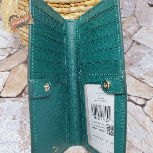 #bagsavenue fast ship  Kate Spade Monstera Leaves Slim Bifold Wallet Cream multi - Picture 6 of 7